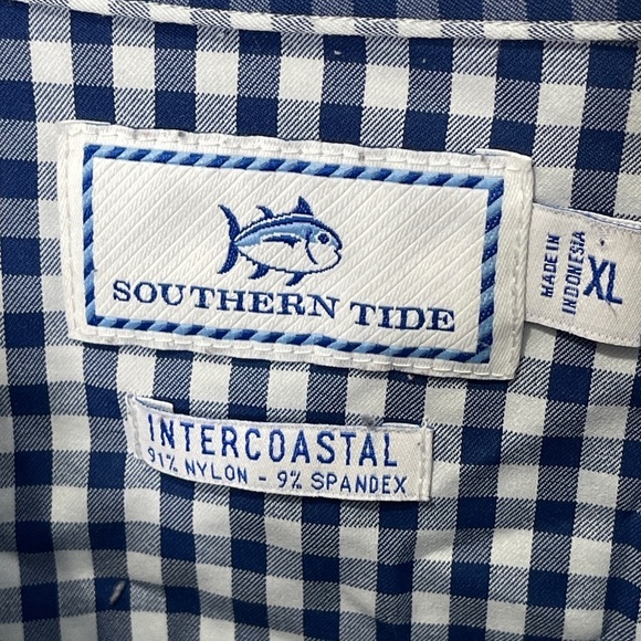 Southern Tide Gingham Intercoastal Sport Button Down Shirt in Yacht Blue XL - Picture 9 of 10